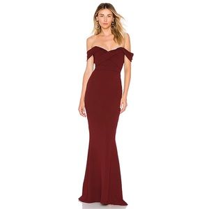 New Nookie Camille off the shoulder gown in Burgundy wine Size Large